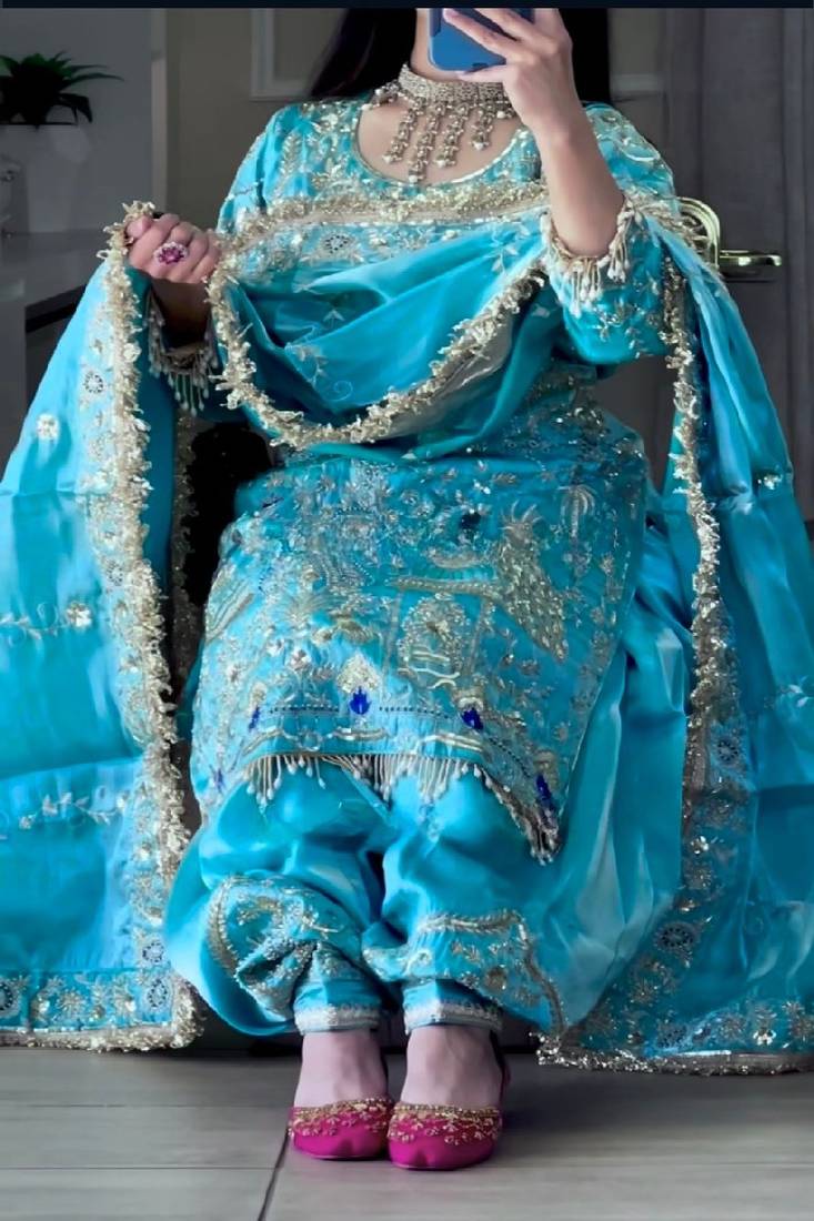 blue designer patiala suit