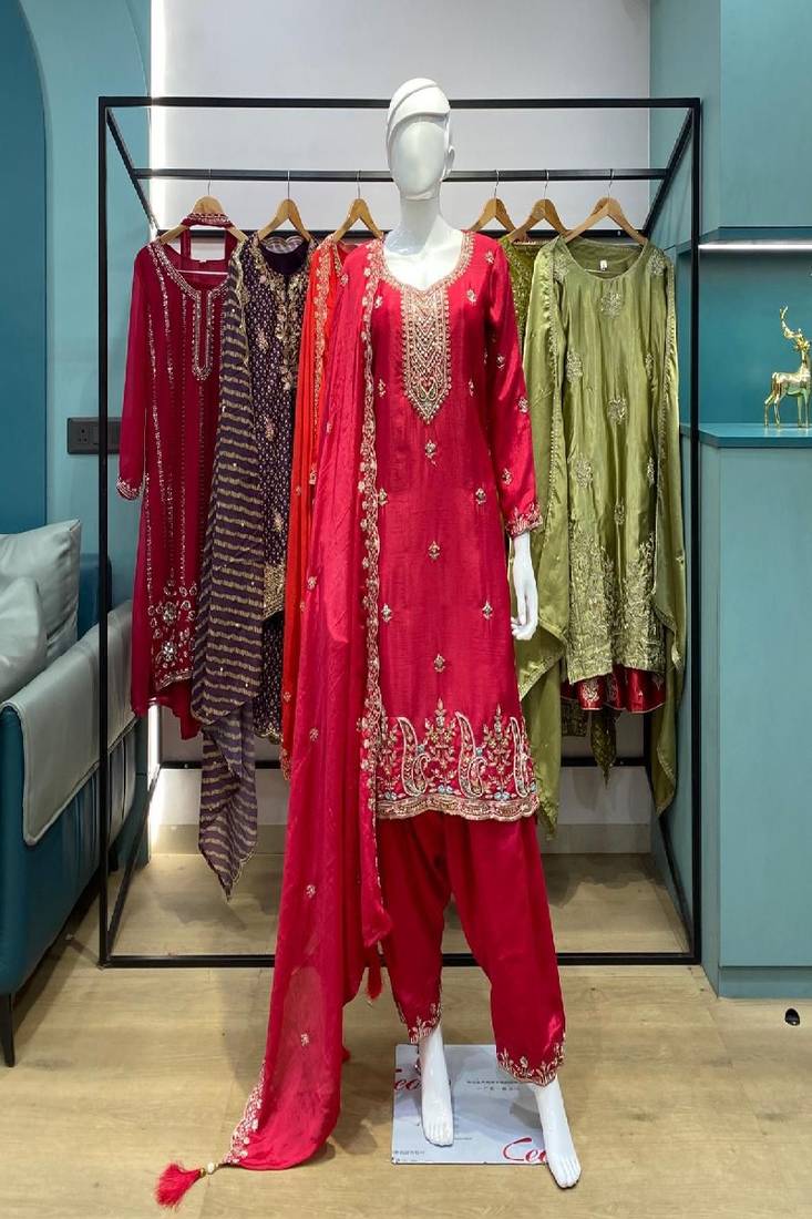 classic red traditional suit set