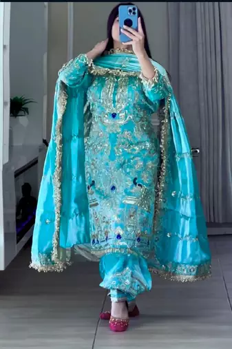blue designer patiala suit