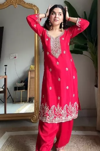 classic red traditional suit set