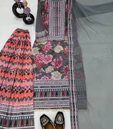 grey printed kurta sharara set