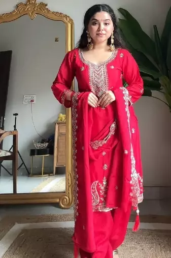 classic red traditional suit set