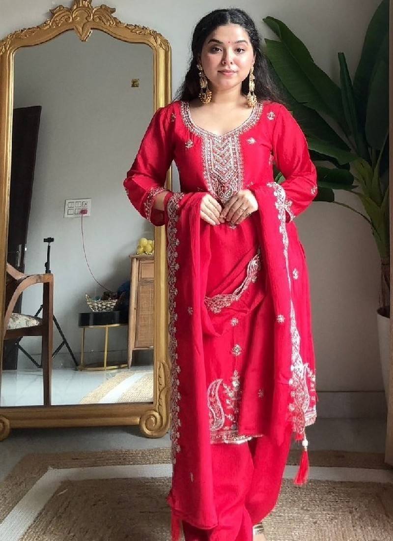 classic red traditional suit set
