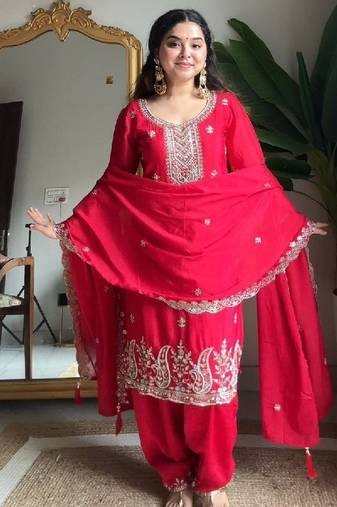 classic red traditional suit set
