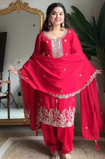 classic red traditional suit set