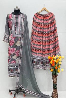 grey printed kurta sharara set 5