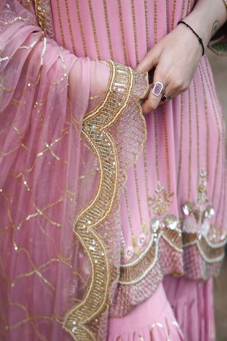 blush pink festive sharara suit