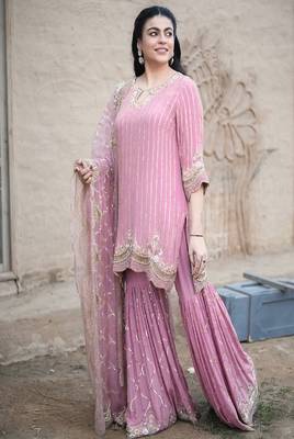 blush pink festive sharara suit 3