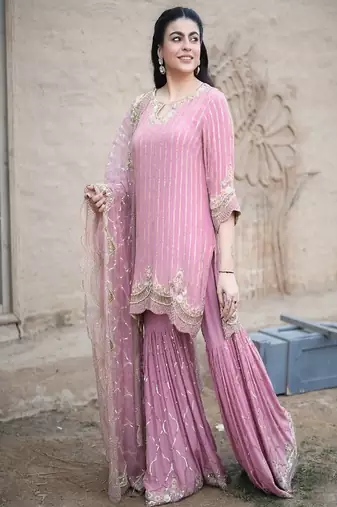 blush pink festive sharara suit