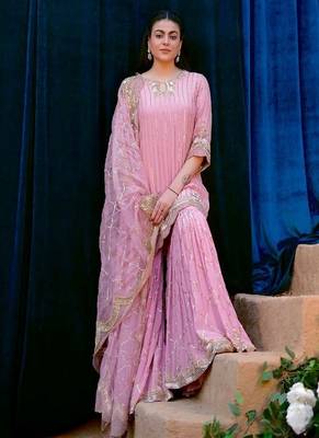 blush pink festive sharara suit 1