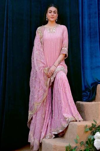 blush pink festive sharara suit