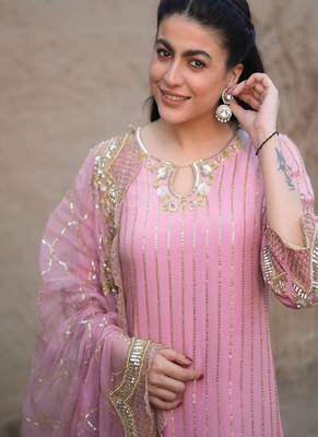 blush pink festive sharara suit 4