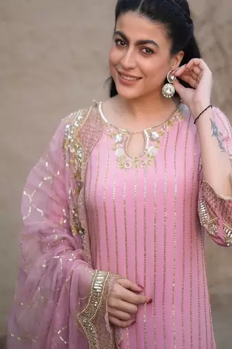 blush pink festive sharara suit