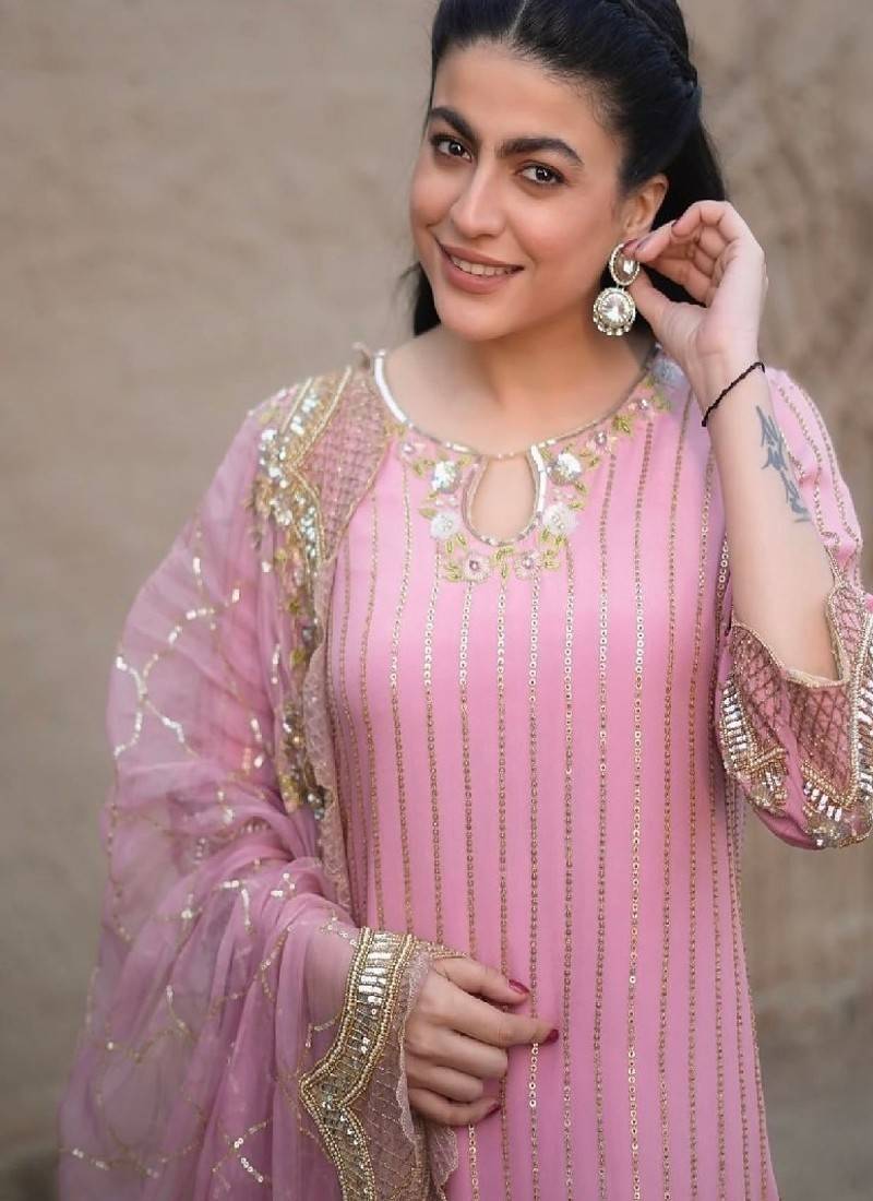 blush pink festive sharara suit