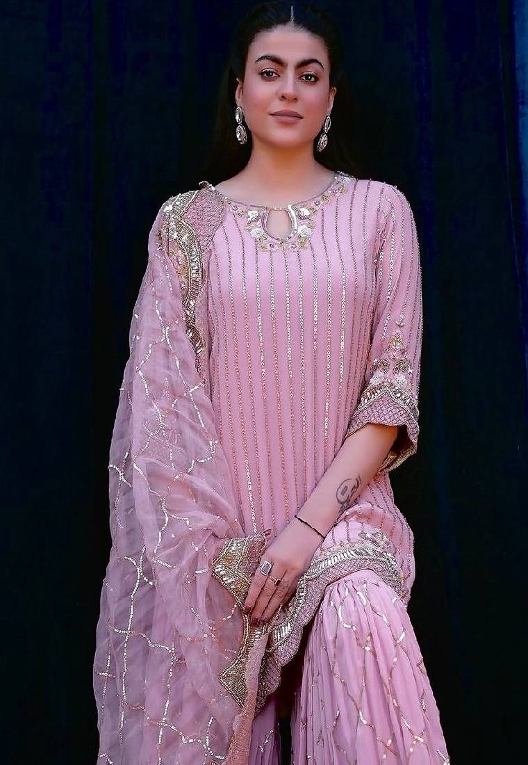 blush pink festive sharara suit