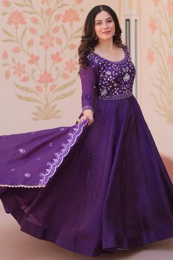 purple festive gown set