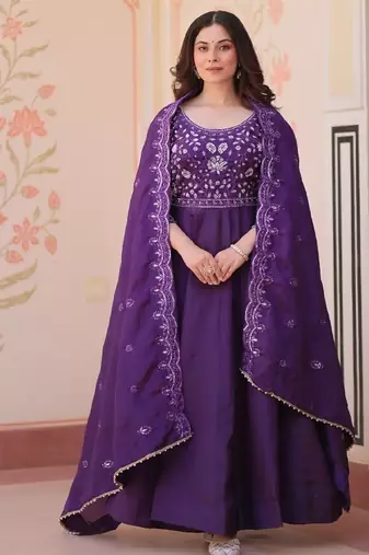 purple festive gown set