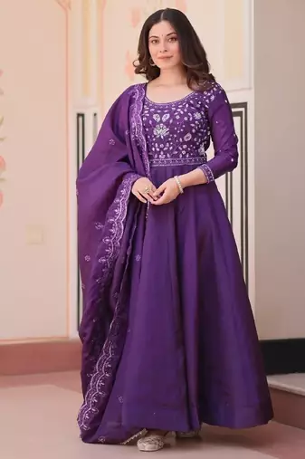 purple festive gown set