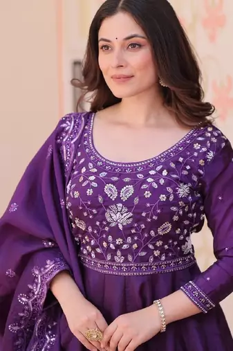 purple festive gown set
