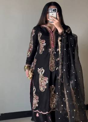 black embroidered straight suit 3