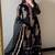 black embroidered straight suit