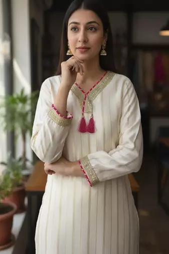 ivory white festive suit set