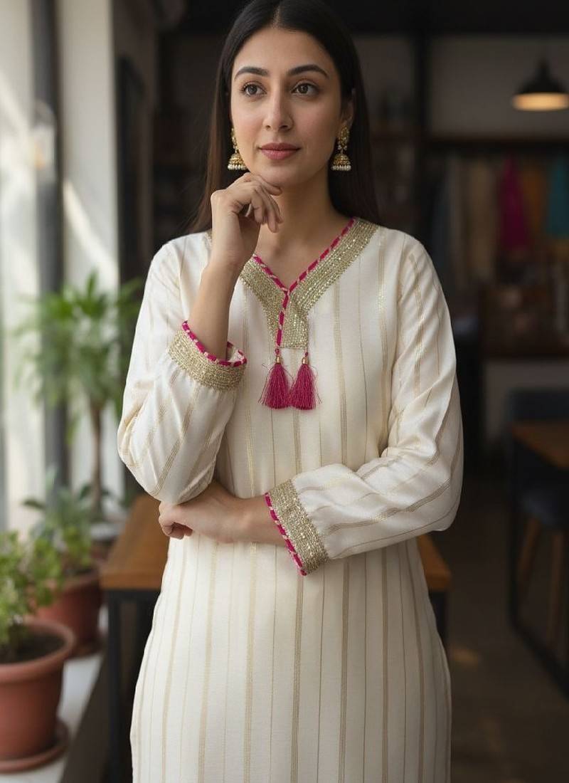 ivory white festive suit set