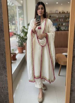 ivory white festive suit set 1