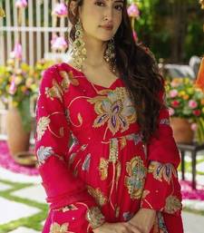 red floral embroidered anarkali dress