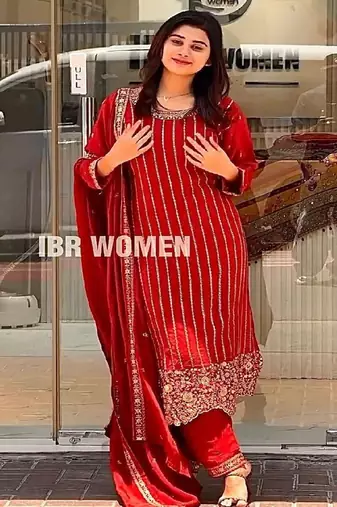 red designer party wear suit