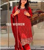 red designer party wear suit
