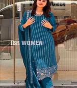 blue embroidered ethnic suit