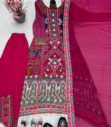 pink multicolor printed kurta set