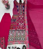 pink multicolor printed kurta set