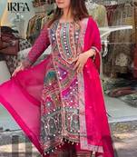 pink multicolor printed kurta set