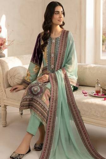 mint green multicolor printed kurta set