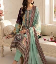 mint green multicolor printed kurta set