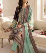 mint green multicolor printed kurta set