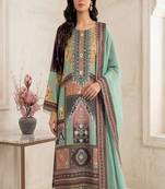 mint green multicolor printed kurta set