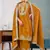 deep yellow designer embroidered kurta set