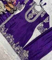 purple designer embroidered kurta set