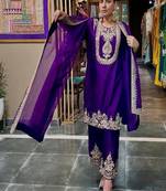 purple designer embroidered kurta set