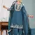 blue designer embroidered kurta set