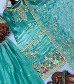 Teal blue embroidered salwar suit