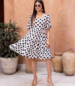 Black digital printed rayon fit & flare dress