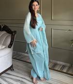 Pastel aqua straight kurta set for women