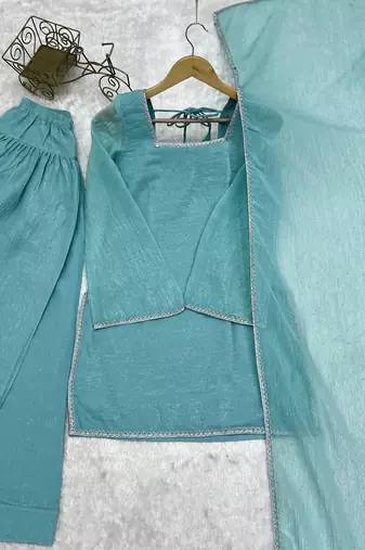 Pastel aqua straight kurta set for women