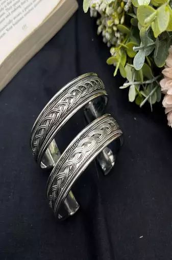 Celtic knot silver cuff bracelet set, viking braided cuff bangle, adjustable tribal bracelet for women