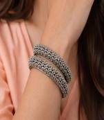 Oxidized silver bangle bracelet set, vintage indian jewelry set of 2 pc