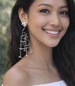 Vintage flying birds spiral statement earrings, oxidised silver drop dangle earrings, artistic sculptural